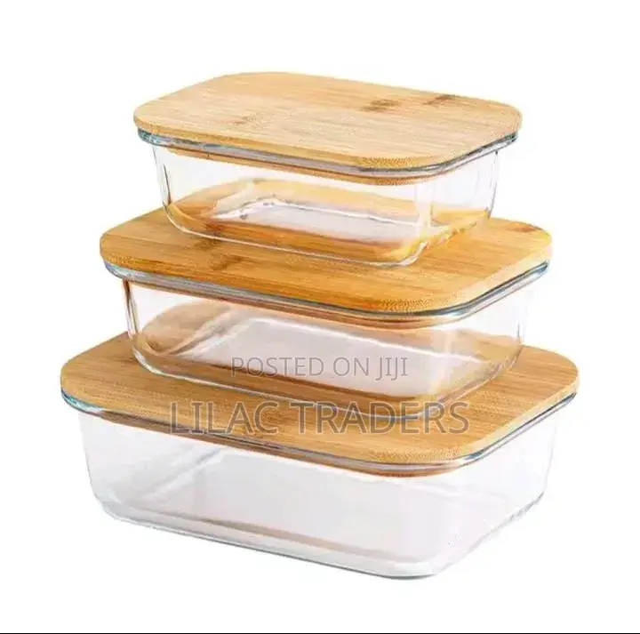 *3in1 Snack Storage Box Set Wooden Top Lid