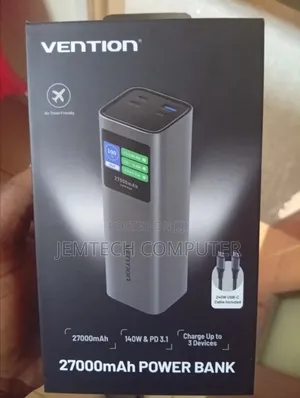 Vention 27000mAh Power Bank (USB-C + USB-C/USB-C/USB-A) 140WGray LED