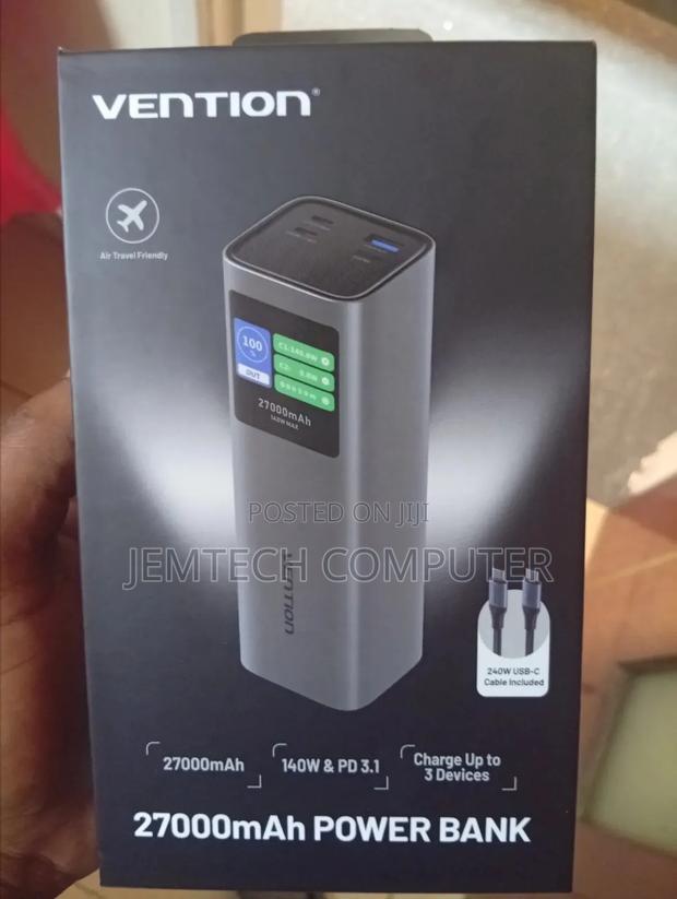 Vention 27000mAh Power Bank (USB-C + USB-C/USB-C/USB-A) 140WGray LED