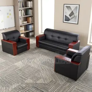 Office Sofa Set With Mahogany Armrest