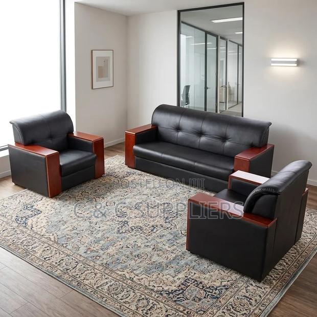 Office Sofa Set With Mahogany Armrest - thumbnail 2