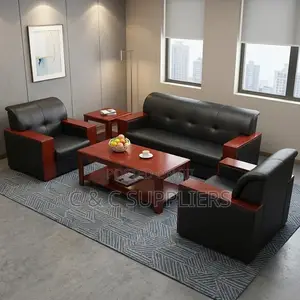 Office Sofa Set With Mahogany Armrest
