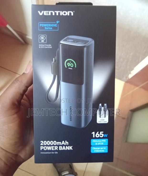 Vention 20000mAh Power Bank (USB-C + USB-C/USB-C/USB-A) 165WGray TFT - thumbnail 3