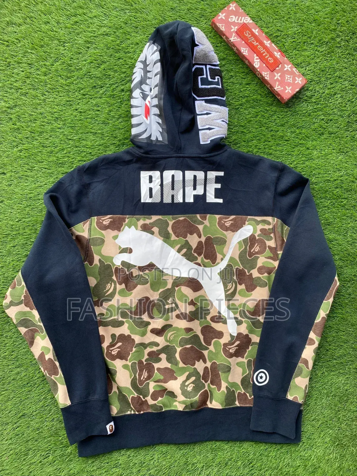 BAPE X Puma Full-Zip Shark Hoodie - Rare Camo Ape Head Graphic