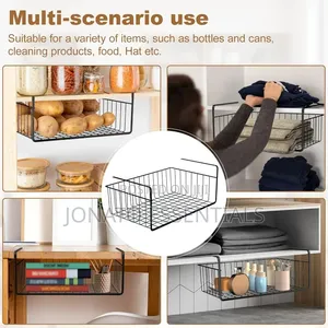 Under Shelf Storage Basket Metal Hanging Rack Desk Drawer Organizer