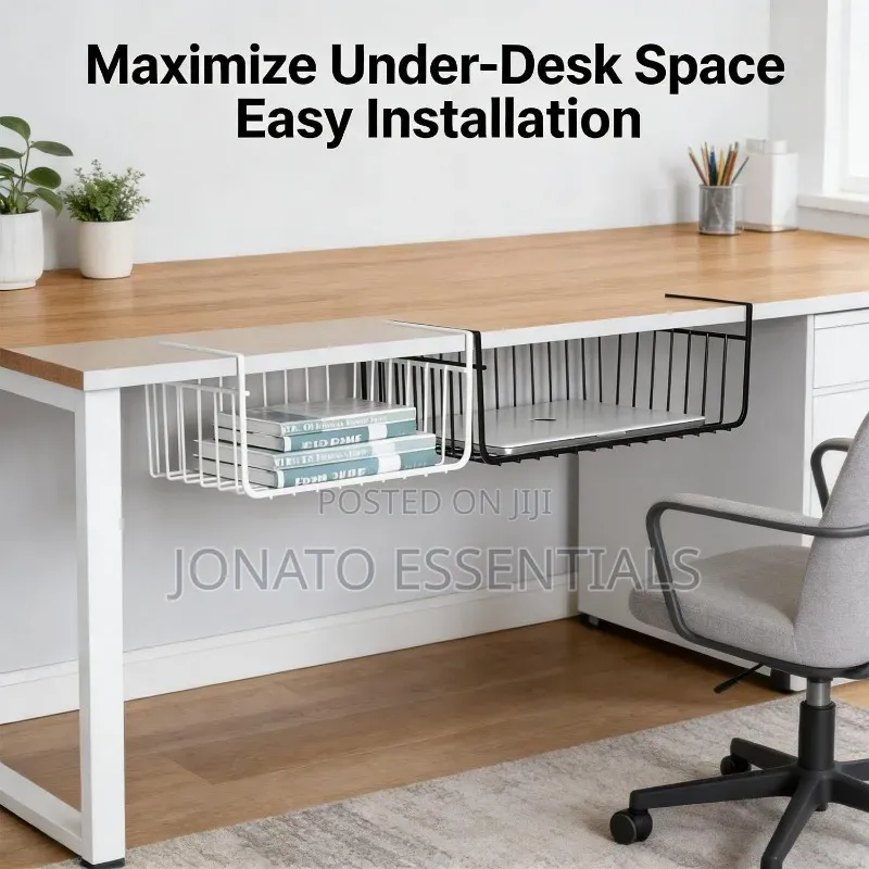Under Shelf Storage Basket Metal Hanging Rack Desk Drawer Organizer