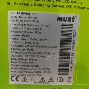 Must 1.5kva - 12v Hybrid Solar Inverter 60A MPPT Controller.