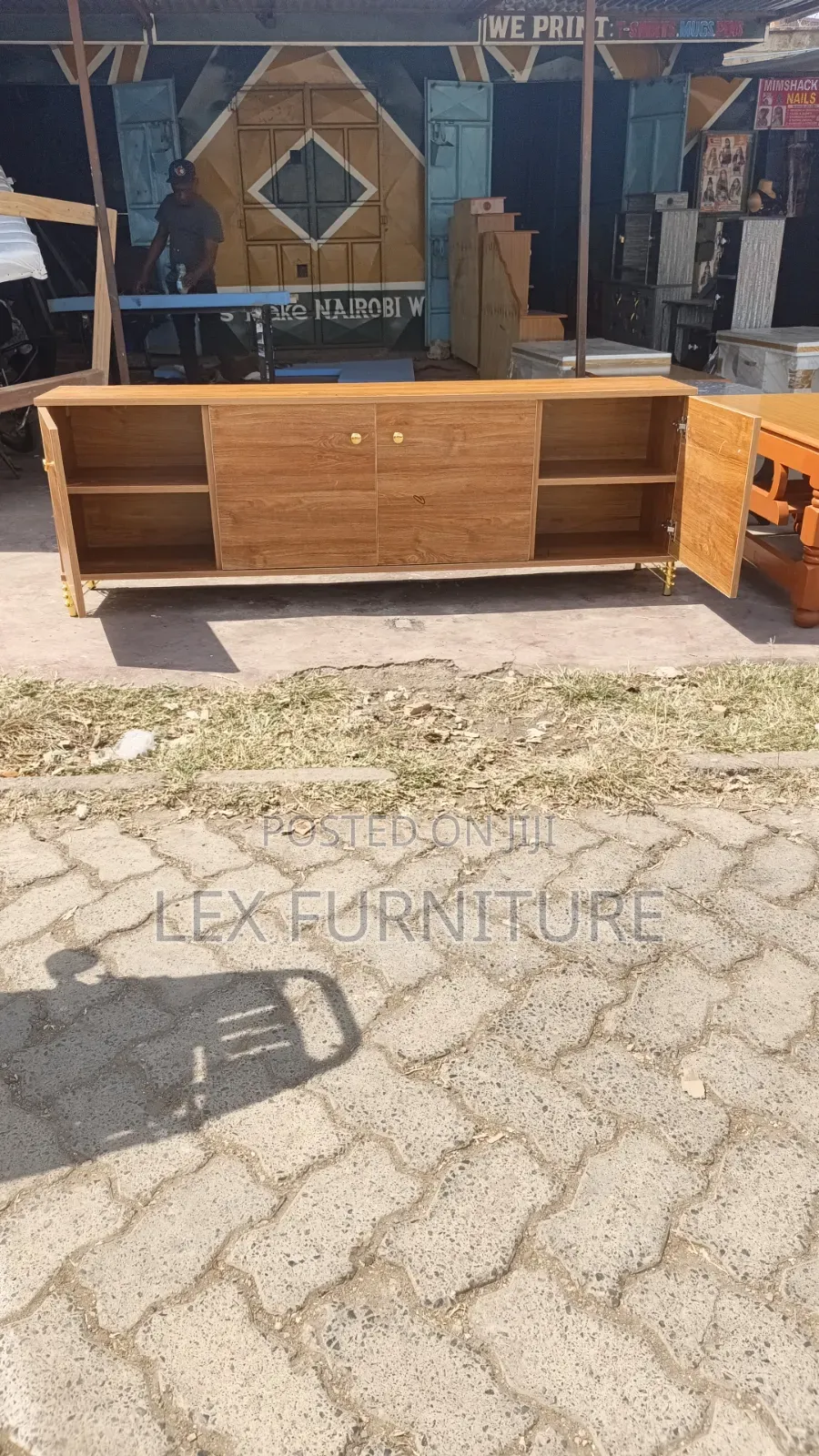 Gold Brown TV Stand