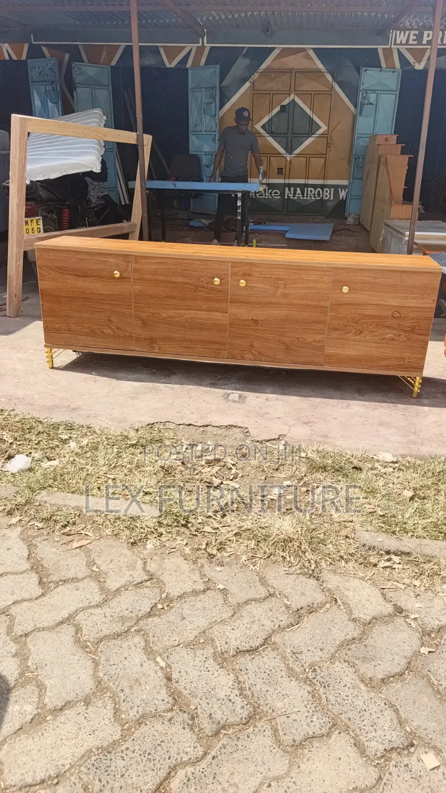Gold Brown TV Stand