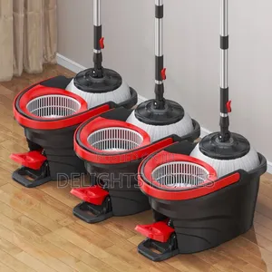 Metallic Pedal Spin Mop Bucket Set_ele