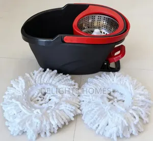 Metallic Pedal Spin Mop Bucket Set_ele