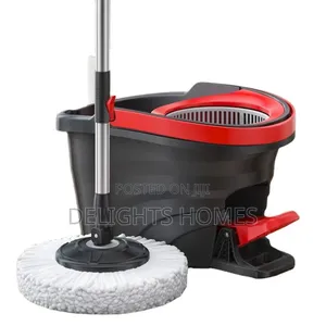 Metallic Pedal Spin Mop Bucket Set_ele
