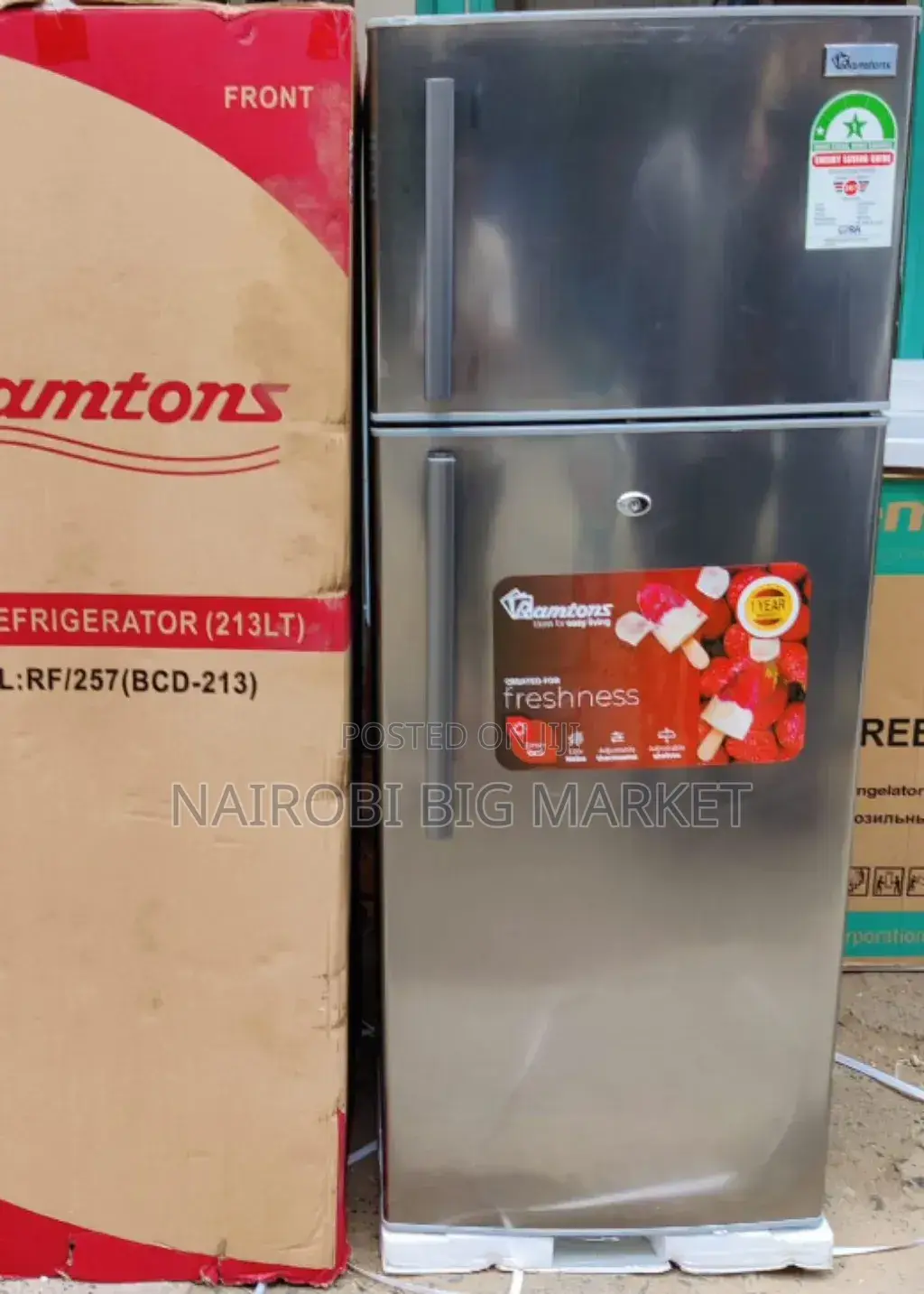 Ramtons RF/257- 2 Door Direct Cool Fridge - 213 Liters - Titan