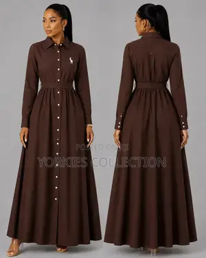 Long Sleeved-Belted Maxi Dress