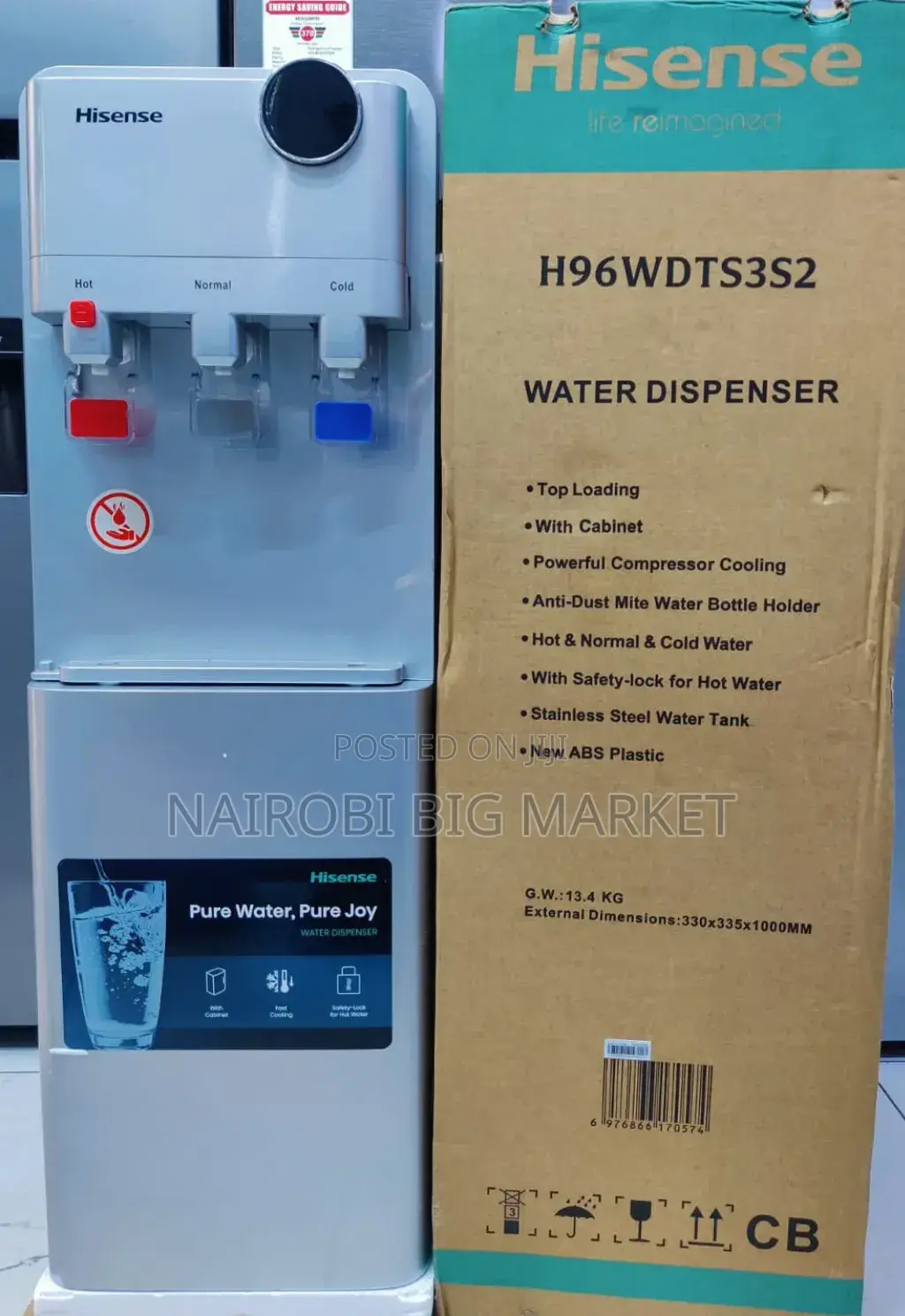 *Hisense Dispenser Silver 3TAPS Top Loading With Compressor Cooling