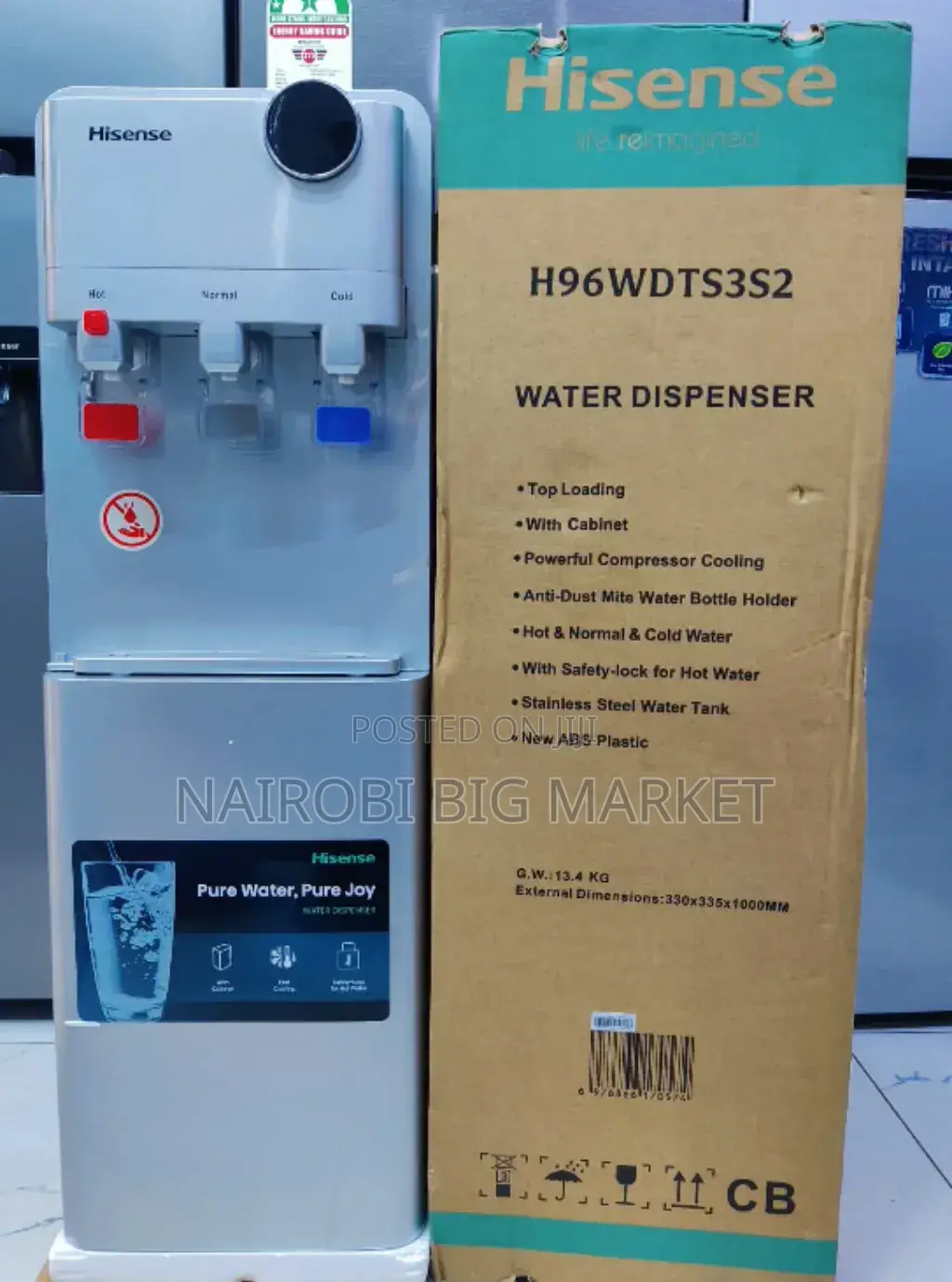 *Hisense Dispenser Silver 3TAPS Top Loading With Compressor Cooling