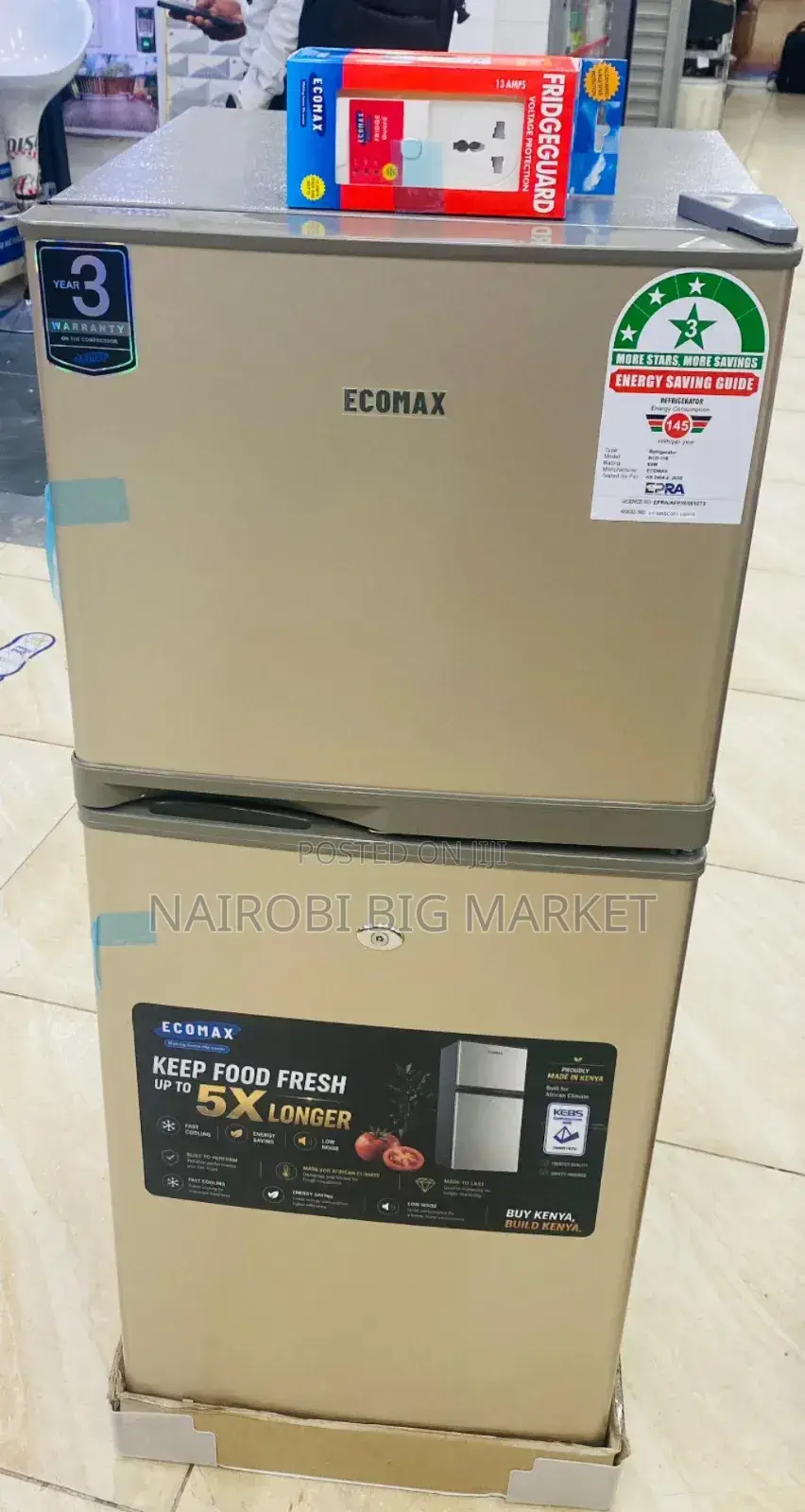 Ecomax 118 Lites Double Door Fridge ( 3years Warranty )