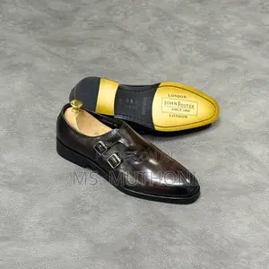 John Foster Premium Leather Double Monk Strap Shoes Size 40-46