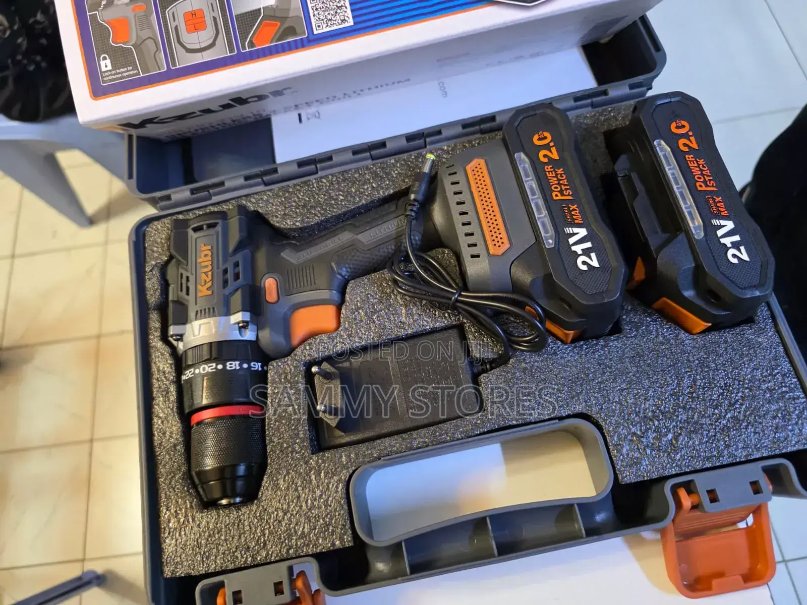 Kzubr 21V Max Cordless Power Drill Driver Kit 2Batteries Accessories