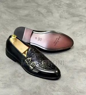 Executive Double Monk Deep-Textured Crocodile Embossment John Foster
