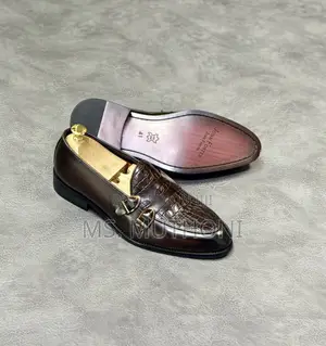 Executive Double Monk Deep-Textured Crocodile Embossment John Foster