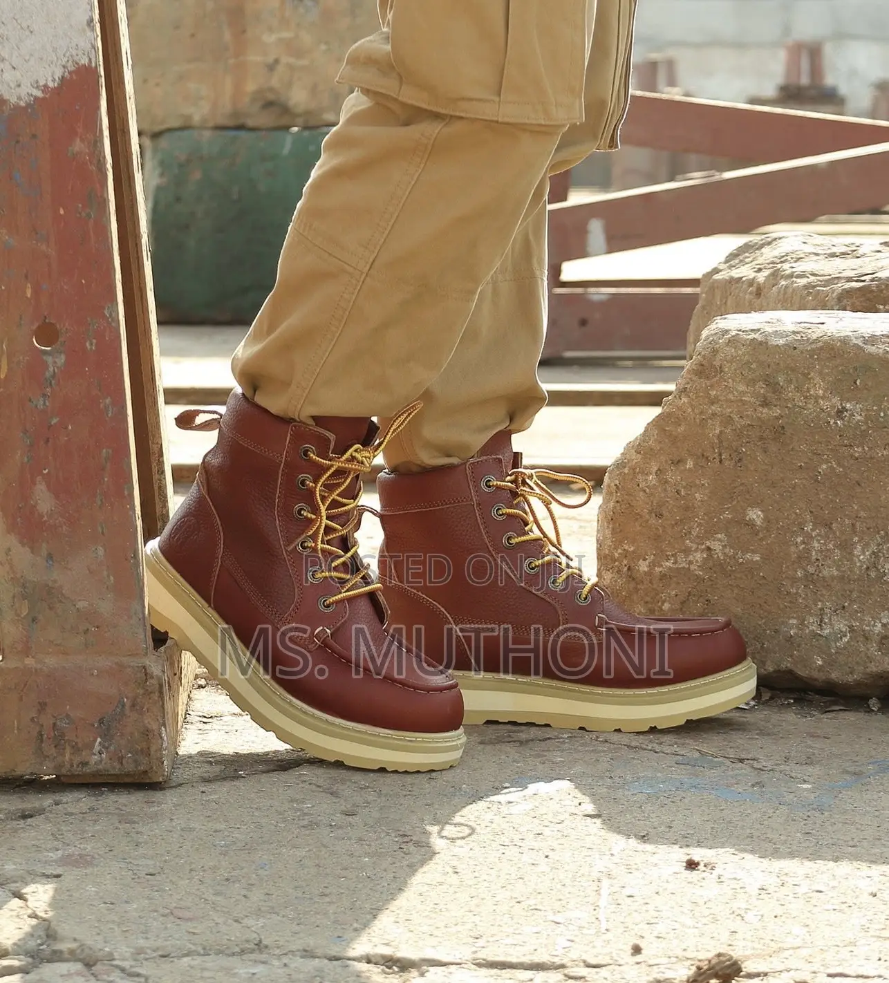 Premium Leather Moc-Toe Work / Streetwear Boots Size 40-46