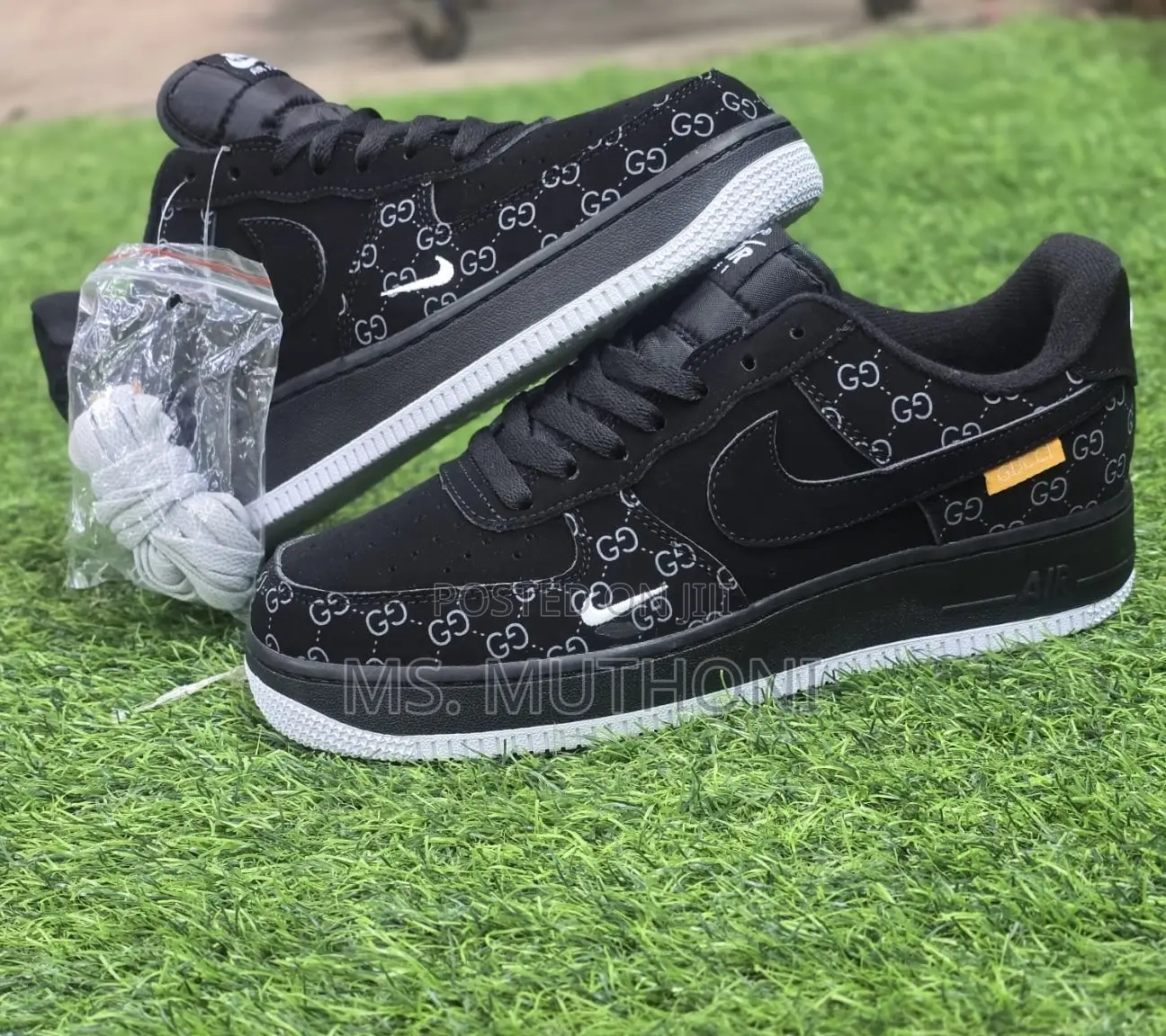 Black Luxury-Inspired Nike Air Force 1 "Gucci Edition Size 39-45