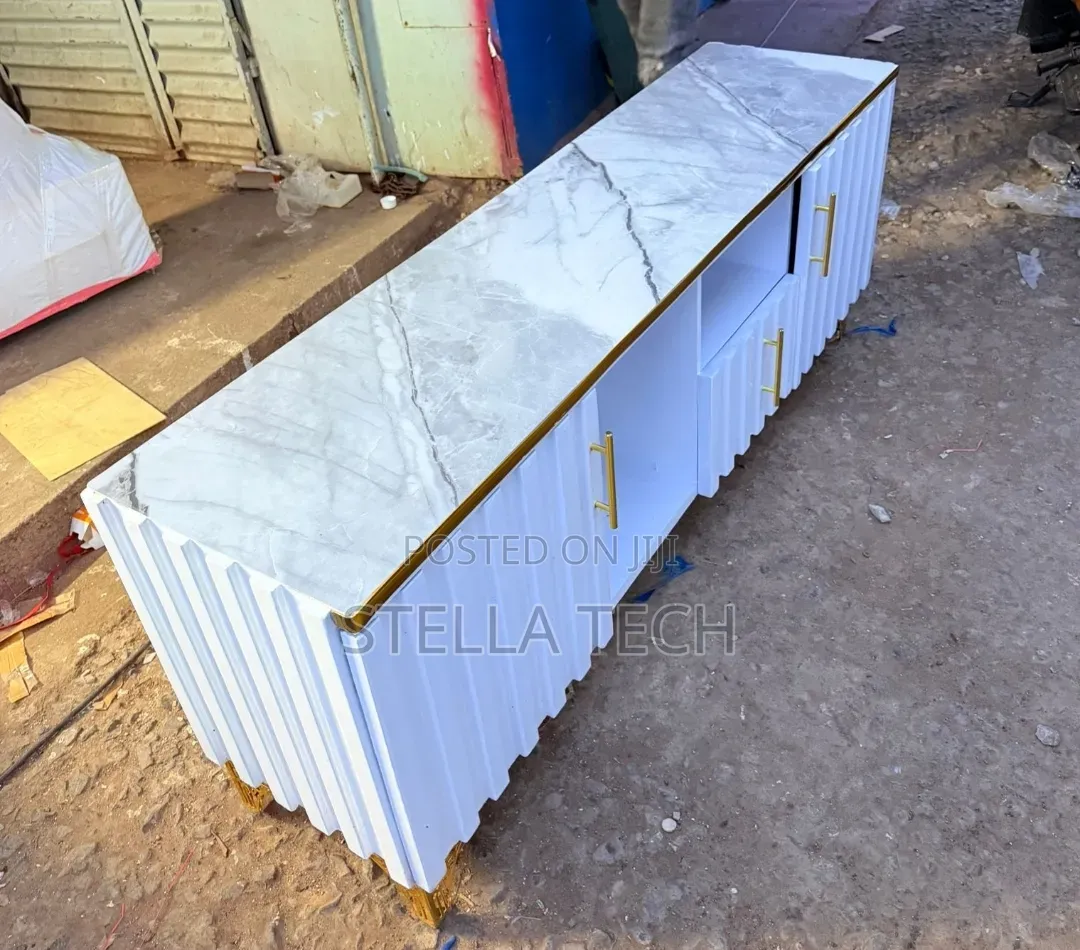 Executive Box TV Stand With Marble Top