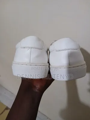 Mens Semi Casual White Genuine Leather Sneakers Size 9/43
