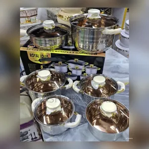 12pcs Royal Stainless Sufuria 2.0lt 2.9l 3.9l 6.6l Pan 3.4L 2.1l