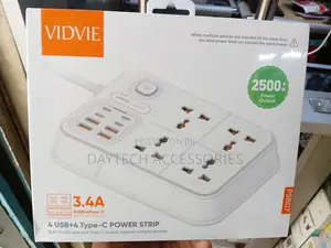 VIDVIE PSB07 Power Strip With Four AC Outlets and Eight USB Ports.