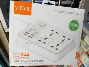 VIDVIE PSB07 Power Strip With Four AC Outlets and Eight USB Ports.
