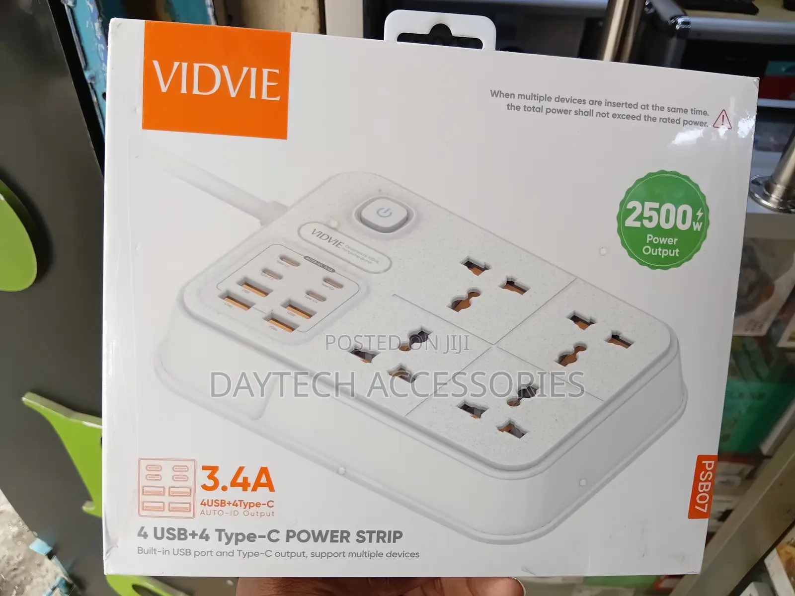 The VIDVIE PSB07 Power Strip 4 AC Outlets With Rated Power of 2500W.