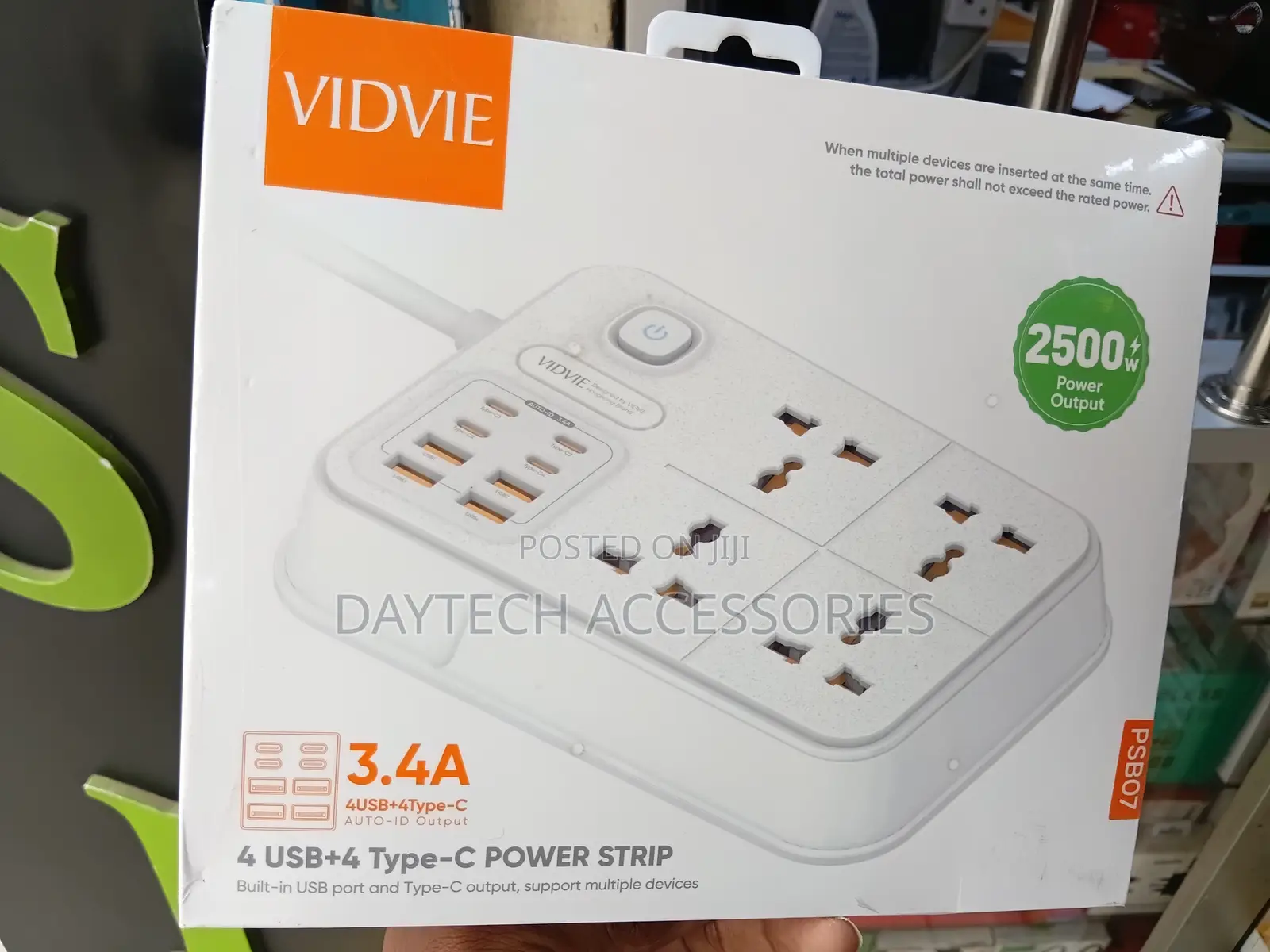 The VIDVIE PSB07 Power Strip 4 AC Outlets With Rated Power of 2500W.
