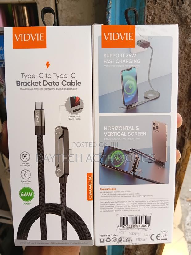 VIDVIE Type-C to Type-C Cable Foldable Bracket for Holding a Phone. - thumbnail 4