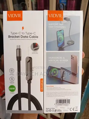 VIDVIE 2-in-1 Type-C to Type-C 66W Fast Charging and Phone Stand.
