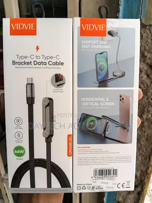 VIDVIE 2-in-1 Type-C to Type-C 66W Fast Charging and Phone Stand.