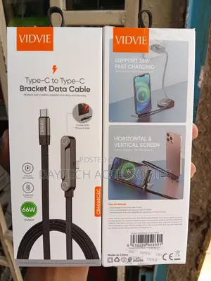 VIDVIE 2-in-1 Type-C to Type-C 66W Fast Charging and Phone Stand.