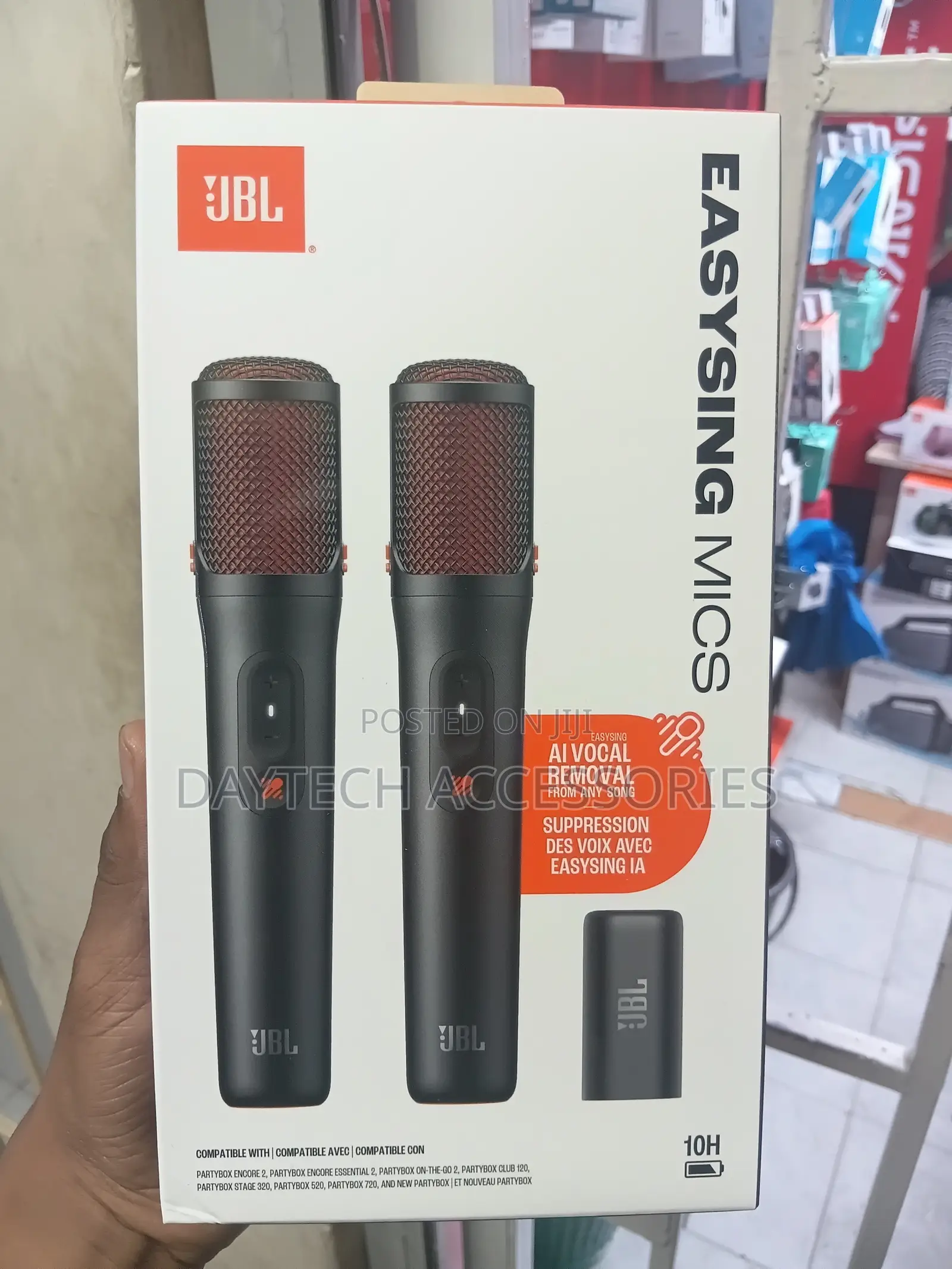 The JBL EasySing Wireless Microphone Set.