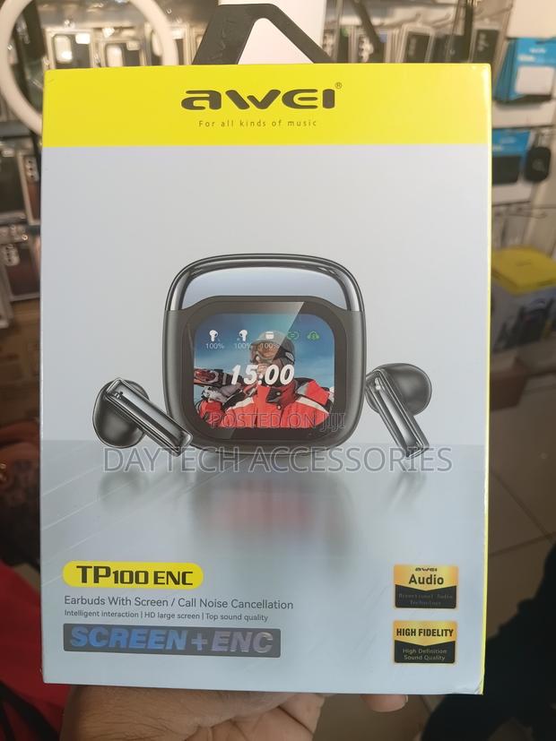 Awei Tp100 Enc TWS Earbuds – LCD Touch Screen Wireless Headset. - thumbnail 3