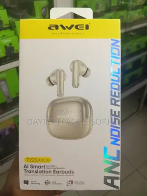 These Are Awei T229 ANC AI True Wireless Earbuds in a Beige Color.