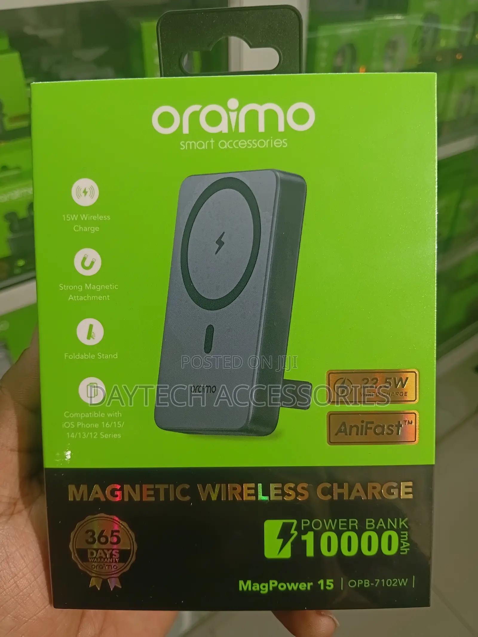 Oraimo 10,000mAh Magnetic Wireless Power Bank 22.5 W.( Black/ White)