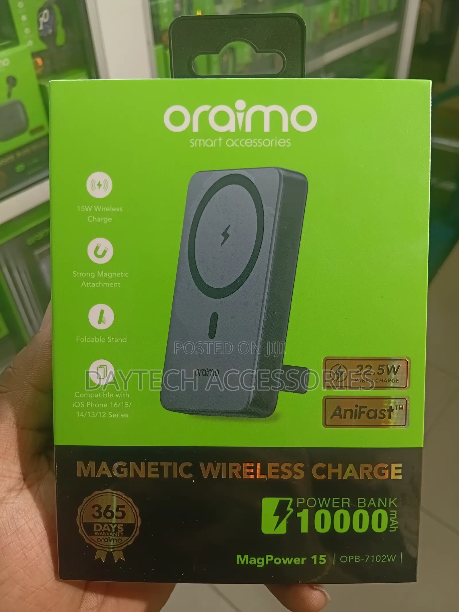 Oraimo 10,000mAh Magnetic Wireless Power Bank 22.5 W.( Black/ White)