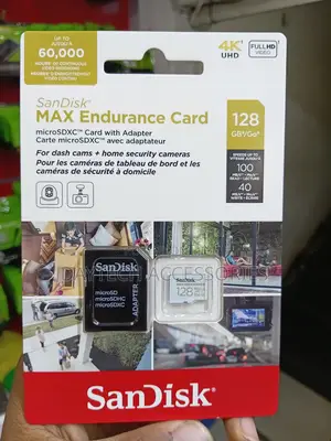 SANDISK 128GB MAX Endurance microSDXC Card for Cameras and Dash Cams.