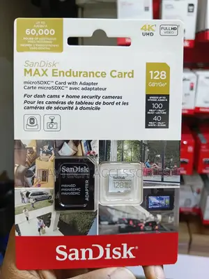 SANDISK 128GB MAX Endurance microSDXC Card for Cameras and Dash Cams.