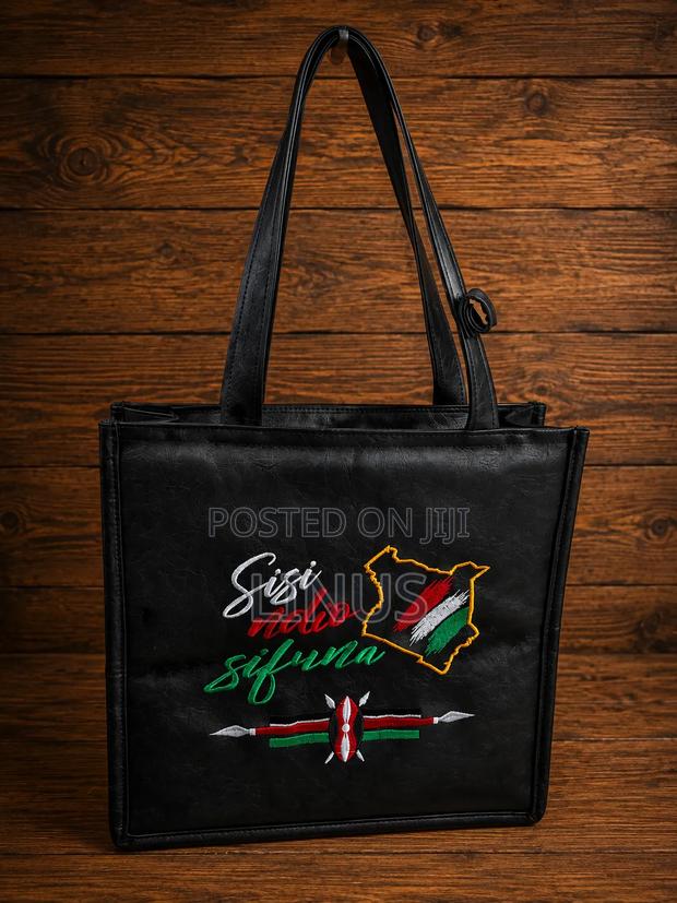 Stylish Embroidered Leather Tote Handbag – Sisi Ndio Sifuna