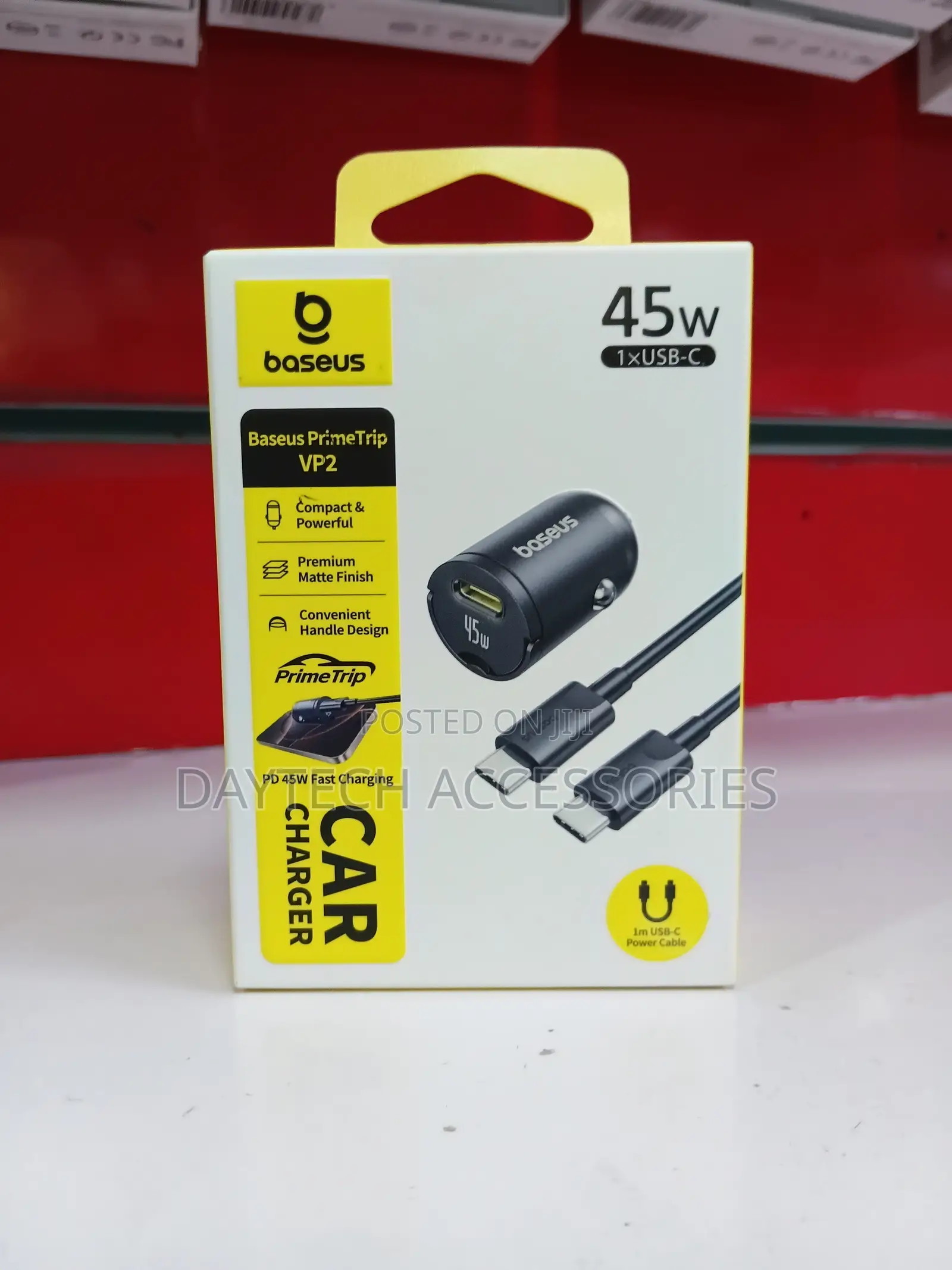 This Is a Baseus PrimeTrip VP2 45W Car Charger With a Matte Finish.