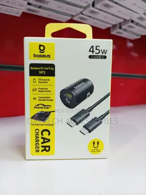This Is a Baseus PrimeTrip VP2 45W Car Charger With a Matte Finish.