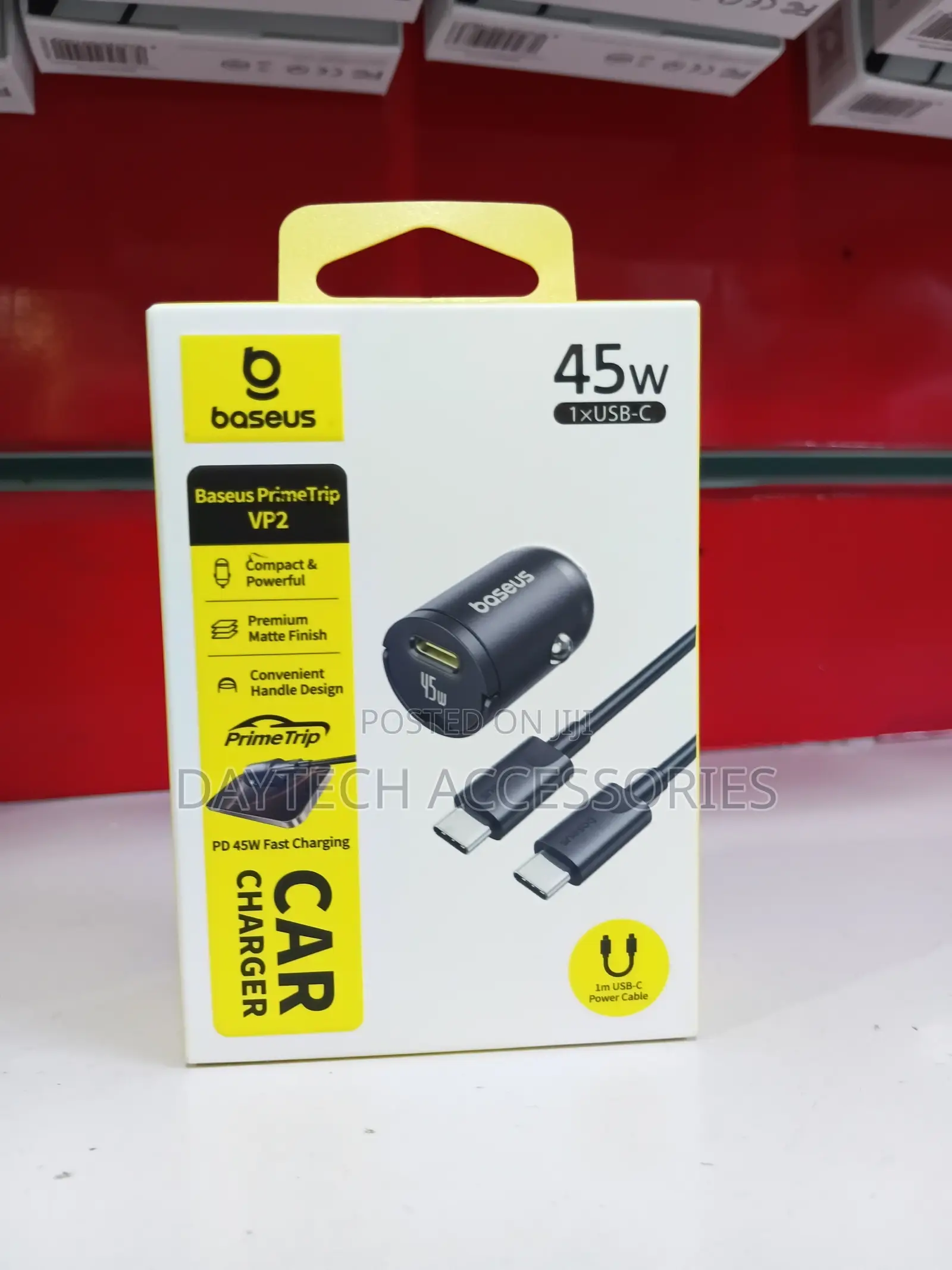 This Is a Baseus PrimeTrip VP2 45W Car Charger With a Matte Finish.