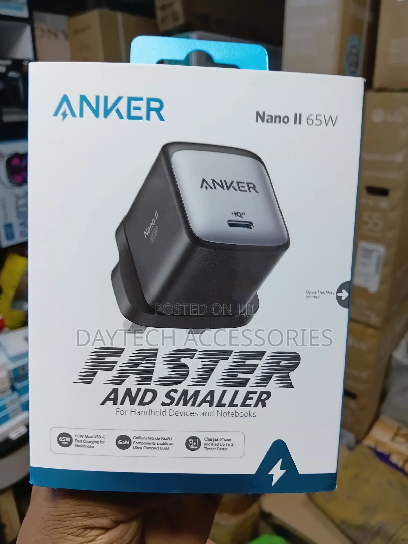 The Anker Nano II 65W (Model A2663) Single-Port USB-C Fast Charger.